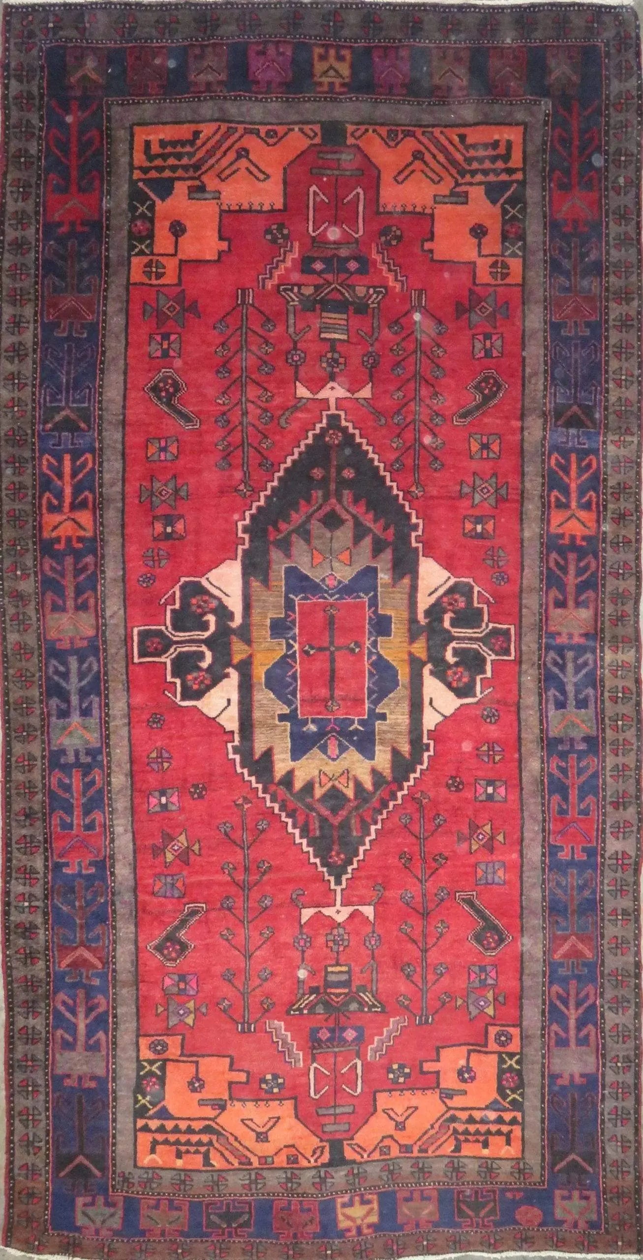 One Of The Kind Hand-Knotted Persian Wool Rug _ Luxurious Vintage Design, 10'1" x 5'3", Artisan Crafted